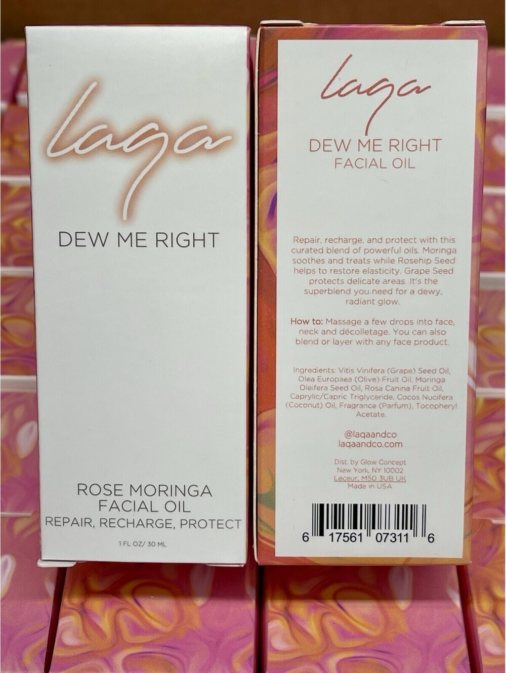 LOT!! Laqa Dew Me Right Rose Moringa Facial Oil LOT OF 63- 1 fl oz